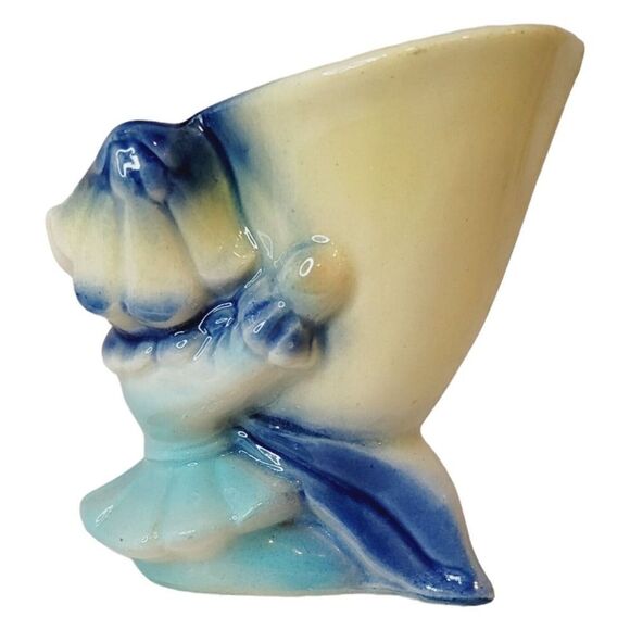 Vtg Shawnee Pottery Pixie or Elf Pottery Vase or Planter Yellow and Blue Figure - Picture 3 of 9